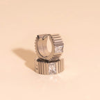 Textured Crystal Super Chunky Huggie Hoop Earrings by Oh Clementine