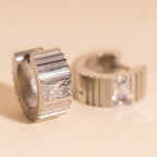 Textured Crystal Super Chunky Huggie Hoop Earrings by Oh Clementine