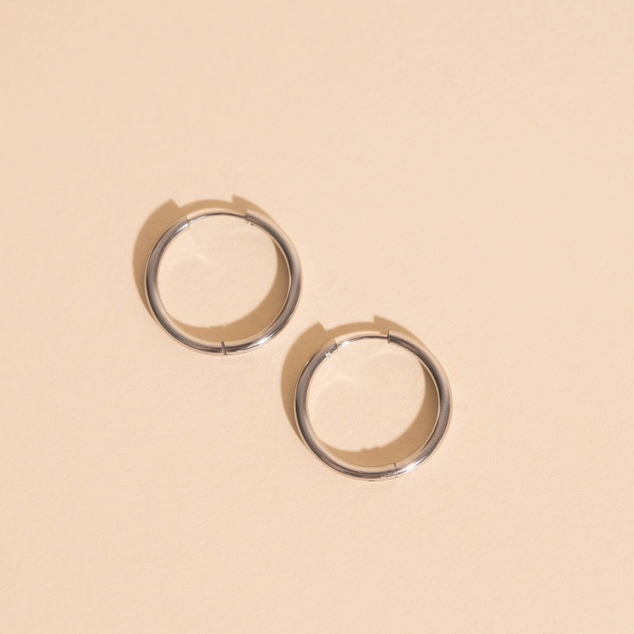 Titanium Circle Rounded Huggie Hoop Earrings
