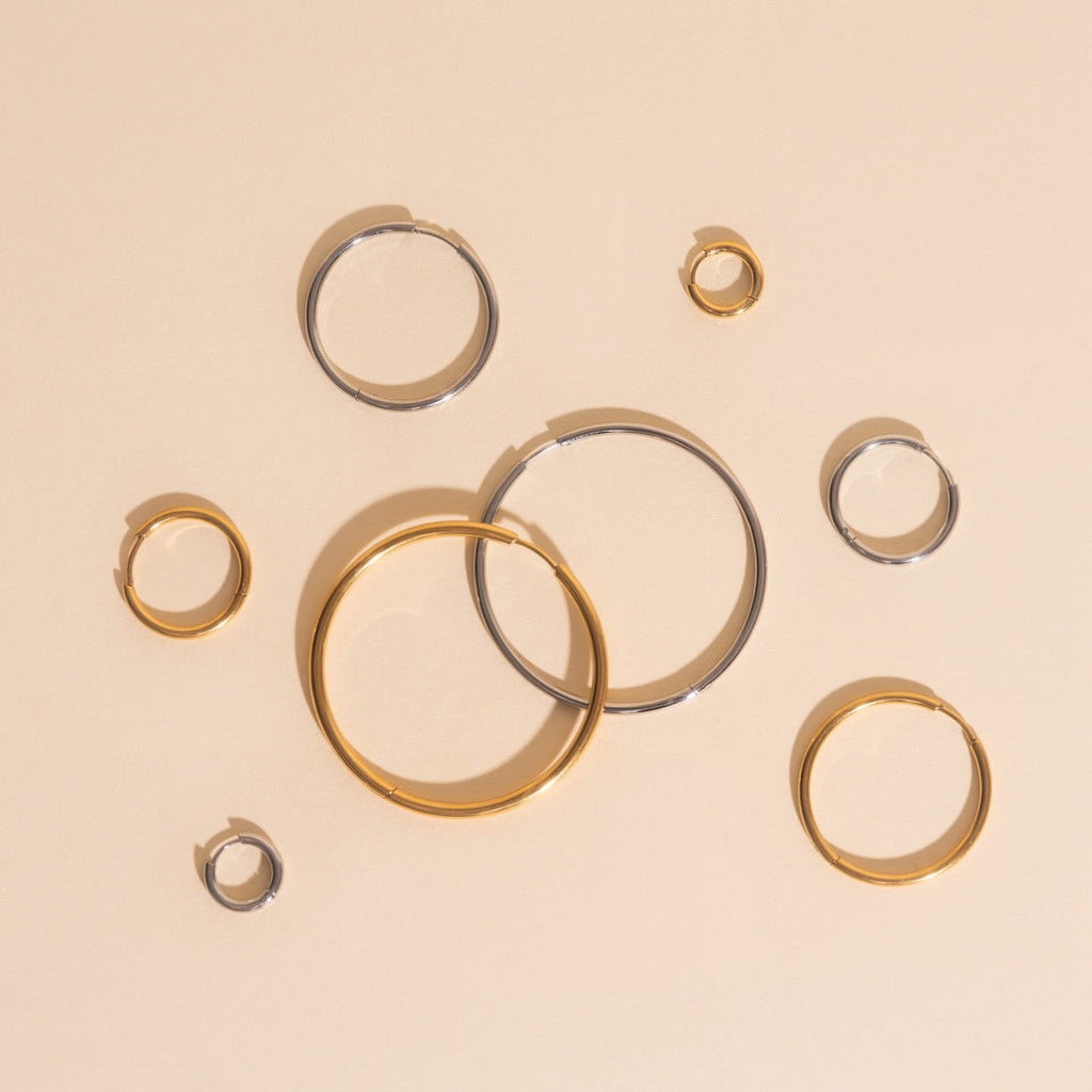 Circle Rounded Huggie Hoop Earrings