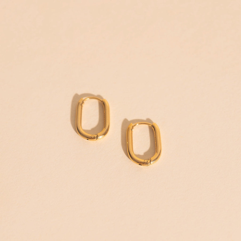 Titanium Rectangle Rounded Huggie Hoop Earrings
