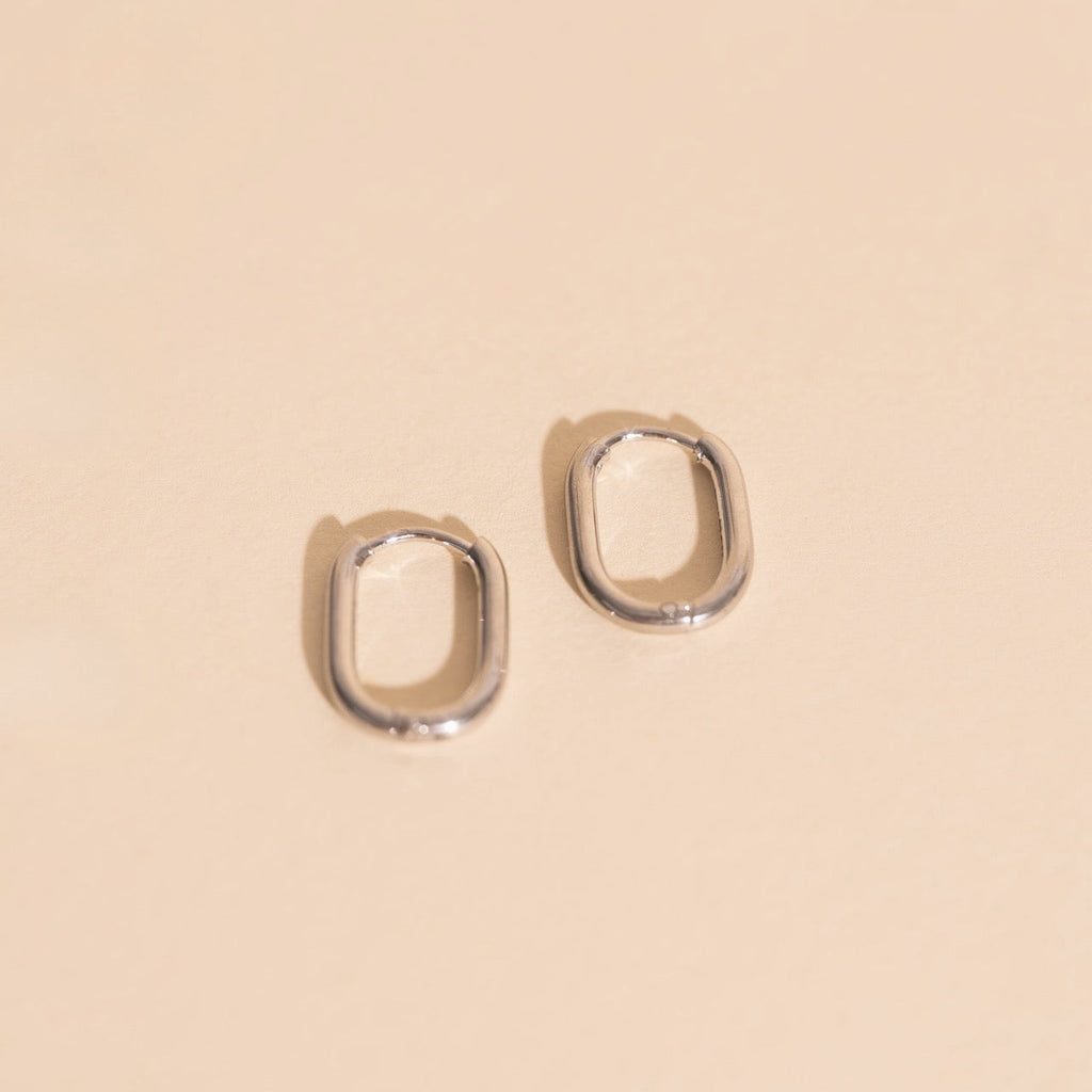 Rectangle Rounded Huggie Hoop Earrings