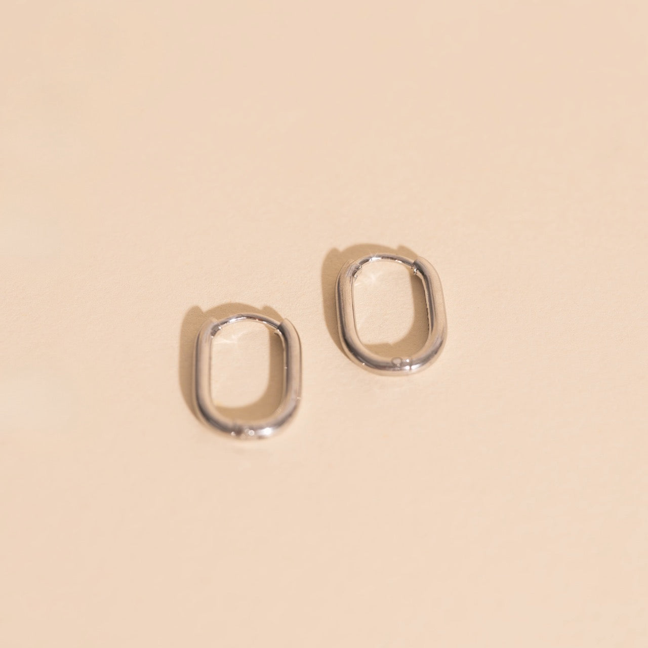 Titanium Rectangle Rounded Huggie Hoop Earrings