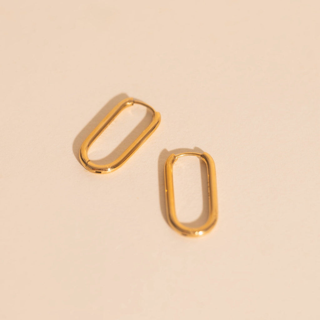 Titanium Rectangle Rounded Huggie Hoop Earrings