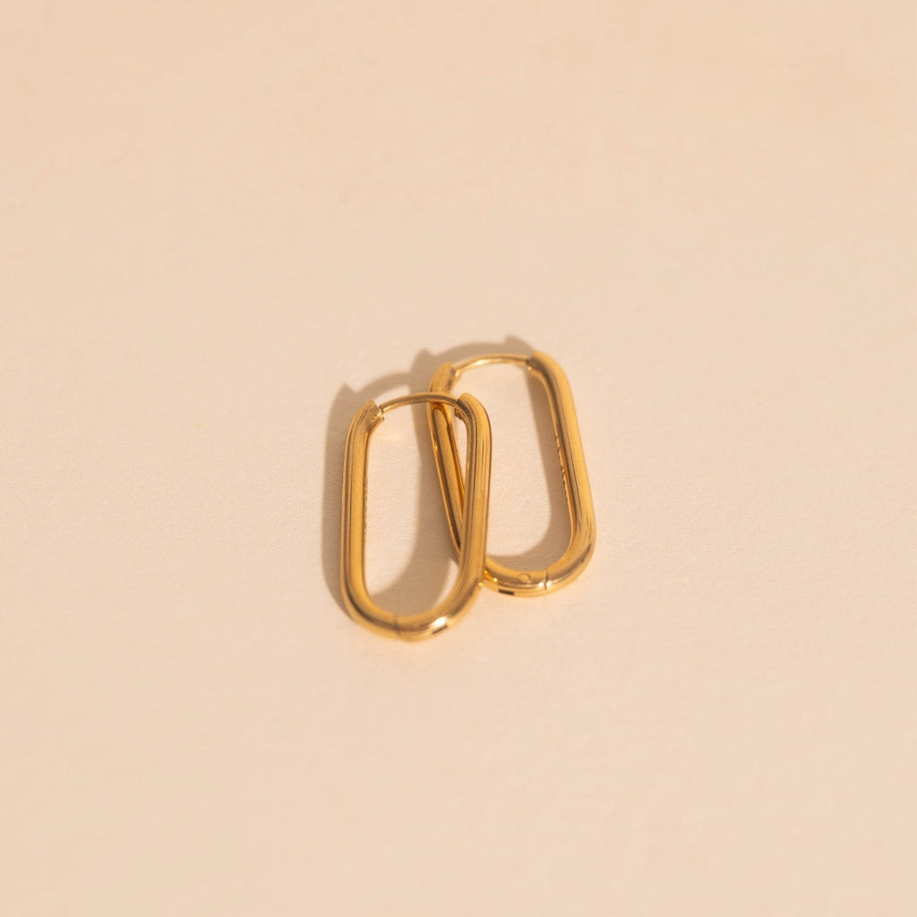 Rectangle Rounded Huggie Hoop Earrings