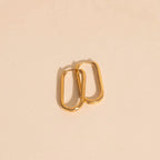 Rectangle Rounded Huggie Hoop Earrings by Oh Clementine
