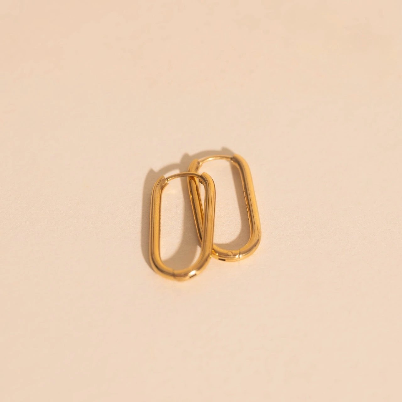 Rectangle Rounded Huggie Hoop Earrings by Oh Clementine