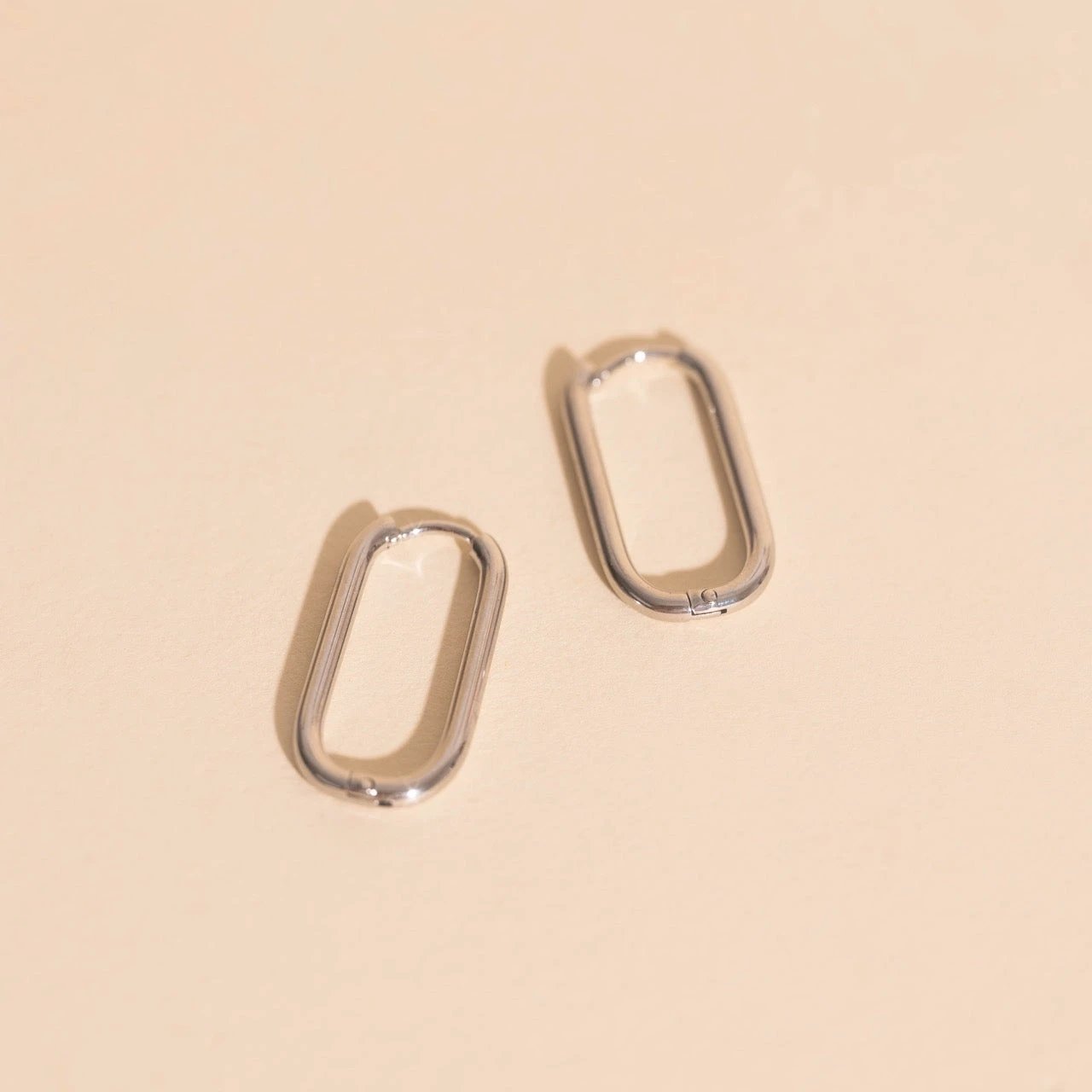 Rectangle Rounded Huggie Hoop Earrings by Oh Clementine