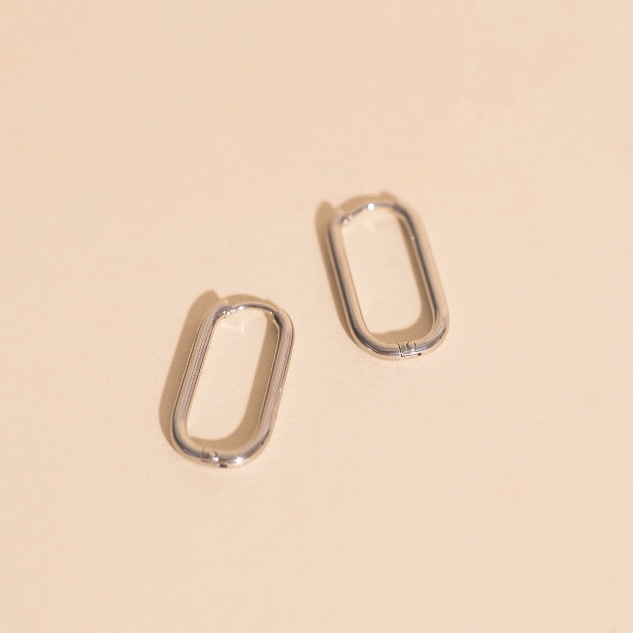Titanium Rectangle Rounded Huggie Hoop Earrings