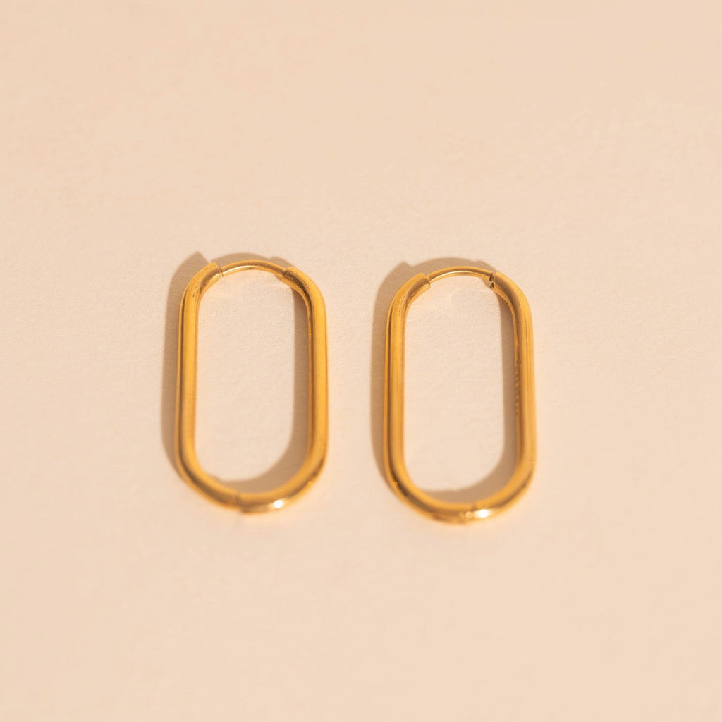 Titanium Rectangle Rounded Huggie Hoop Earrings