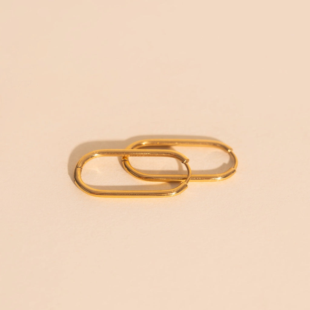 Rectangle Rounded Huggie Hoop Earrings
