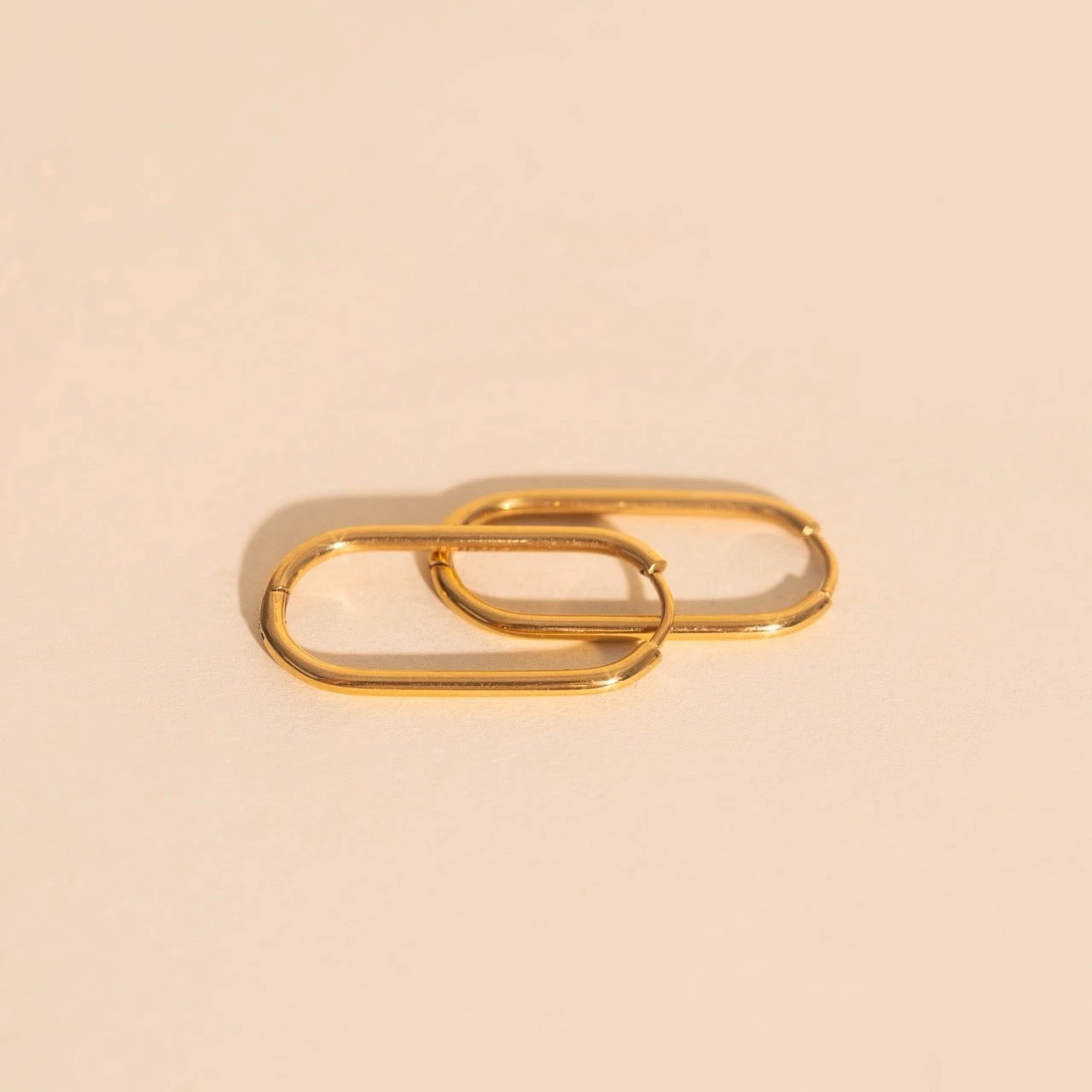 Rectangle Rounded Huggie Hoop Earrings by Oh Clementine