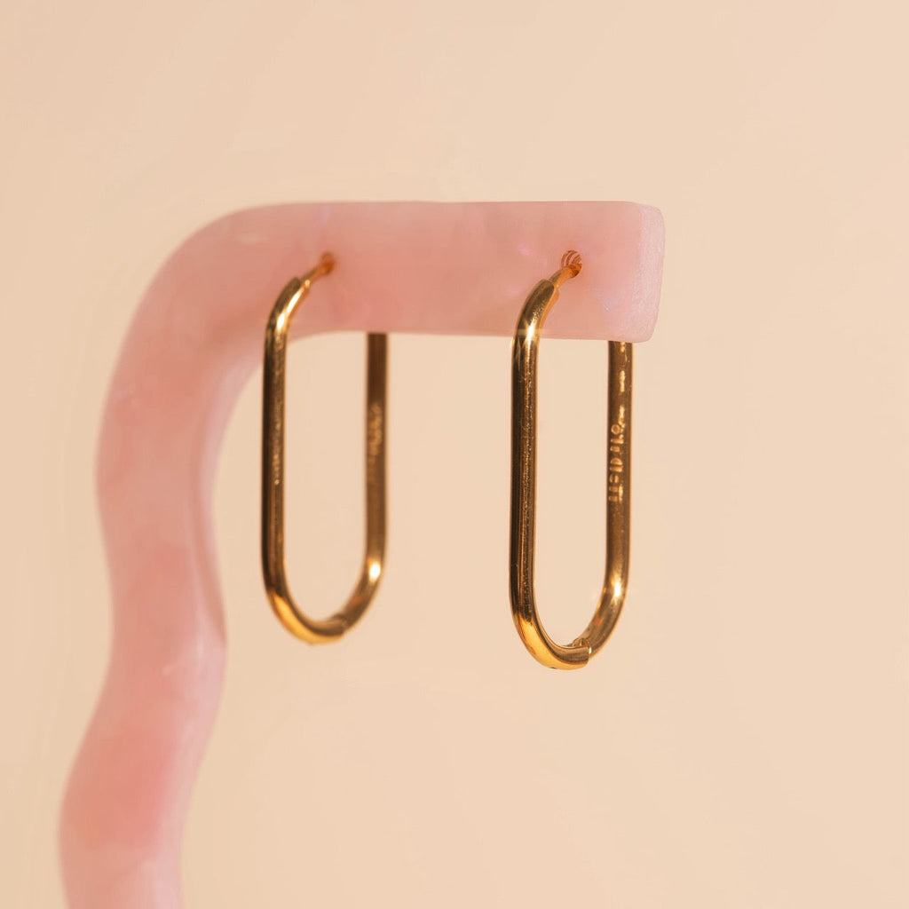 Titanium Rectangle Rounded Huggie Hoop Earrings