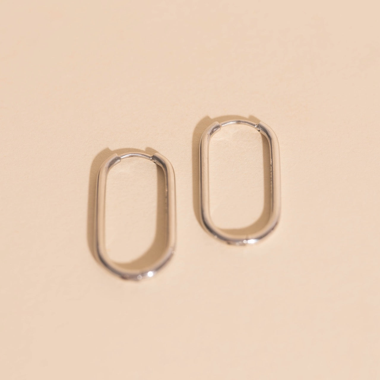 Titanium Rectangle Rounded Huggie Hoop Earrings