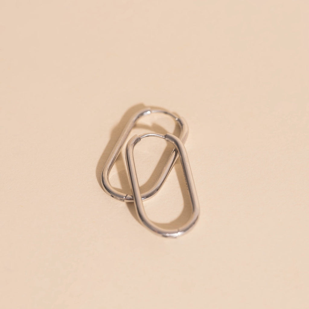 Rectangle Rounded Huggie Hoop Earrings