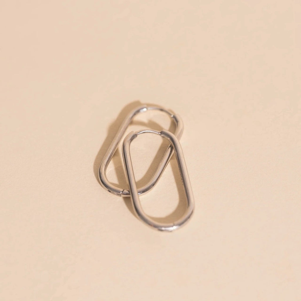 Rectangle Rounded Huggie Hoop Earrings by Oh Clementine