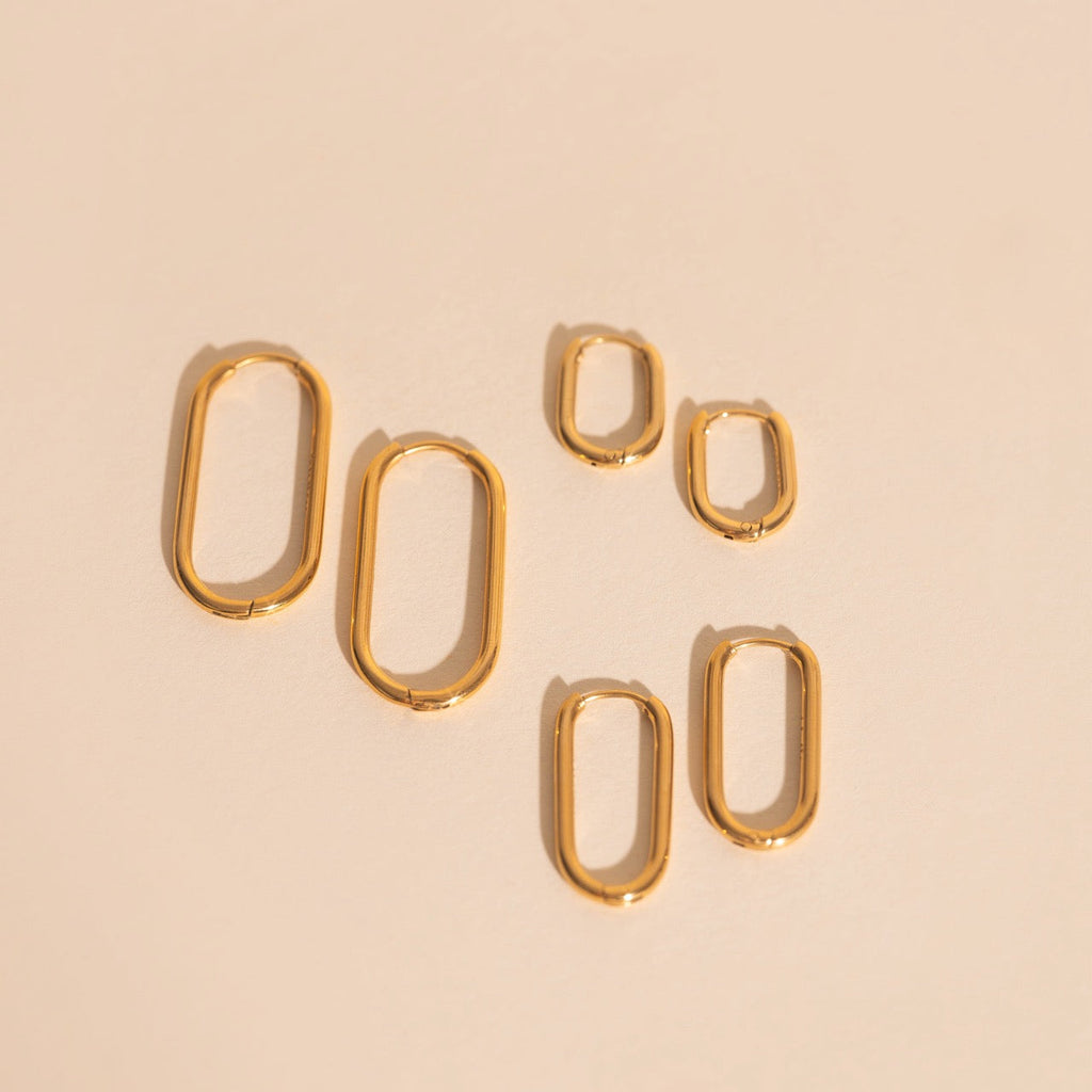 Titanium Rectangle Rounded Huggie Hoop Earrings