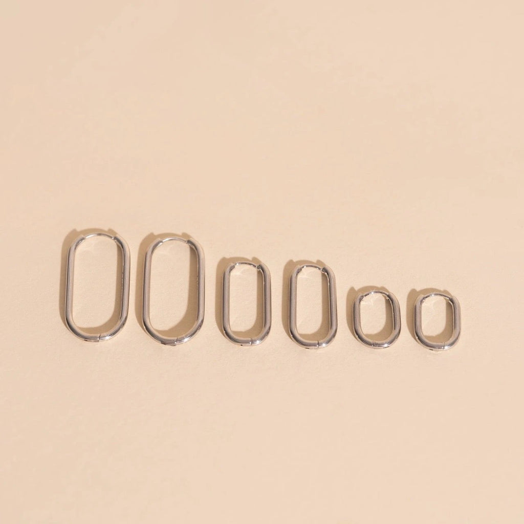 Rectangle Rounded Huggie Hoop Earrings by Oh Clementine