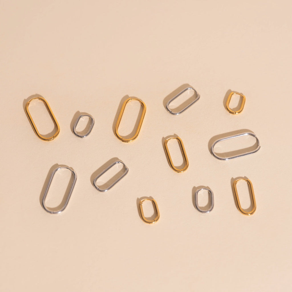 Rectangle Rounded Huggie Hoop Earrings