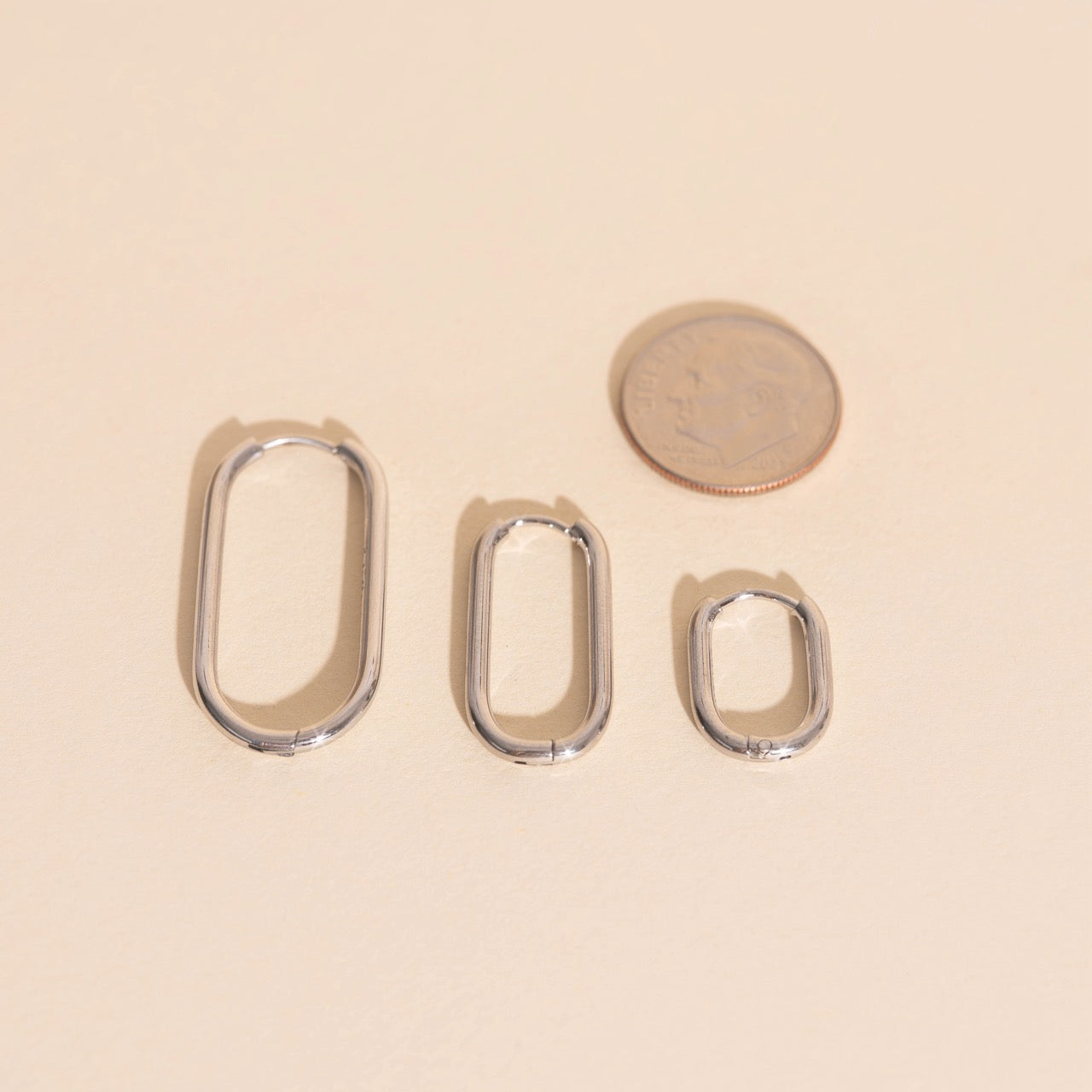 Titanium Rectangle Rounded Huggie Hoop Earrings