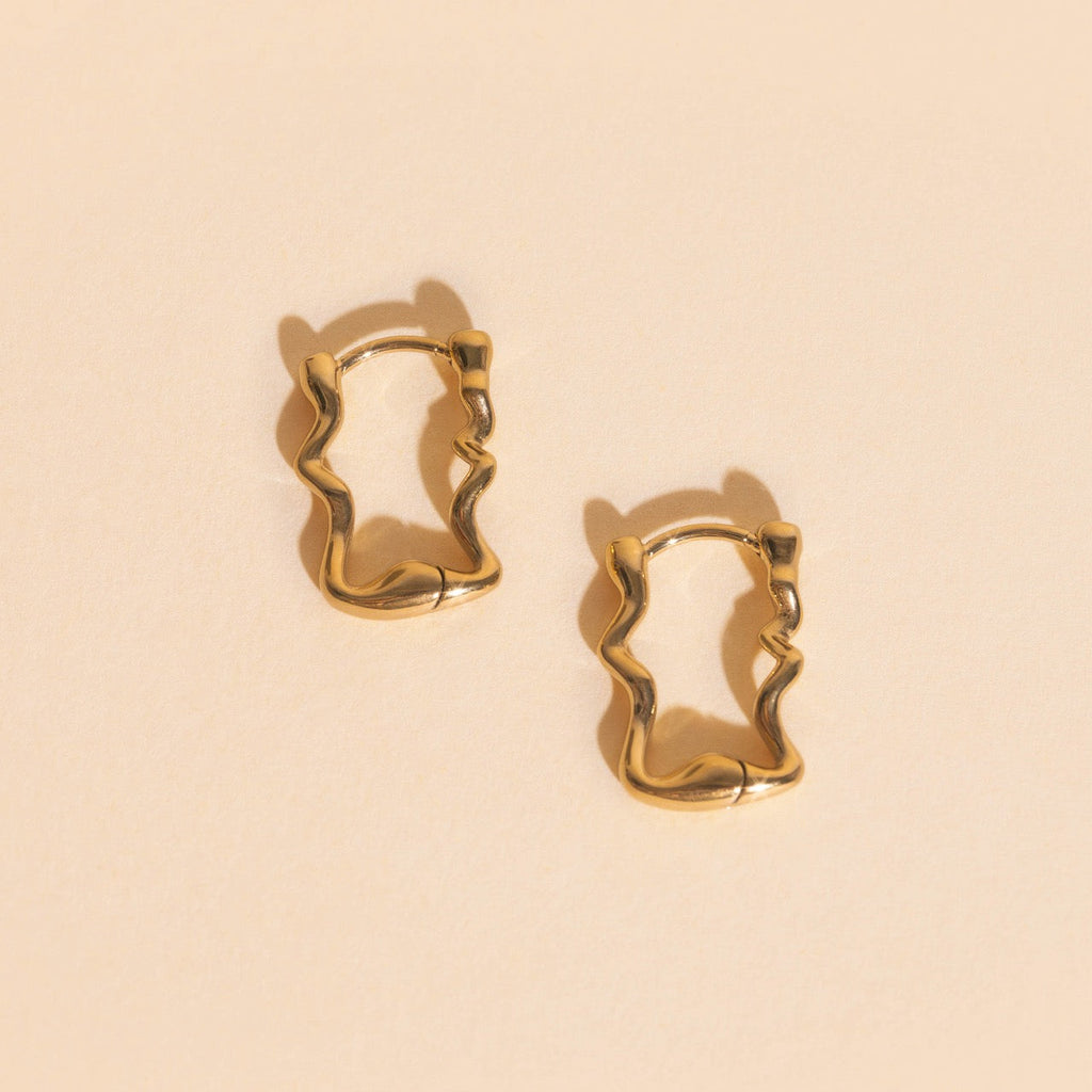 Squiggly Rounded Huggie Hoop Earrings