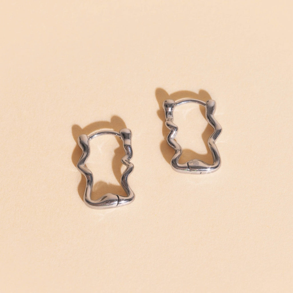 Squiggly Rounded Huggie Hoop Earrings