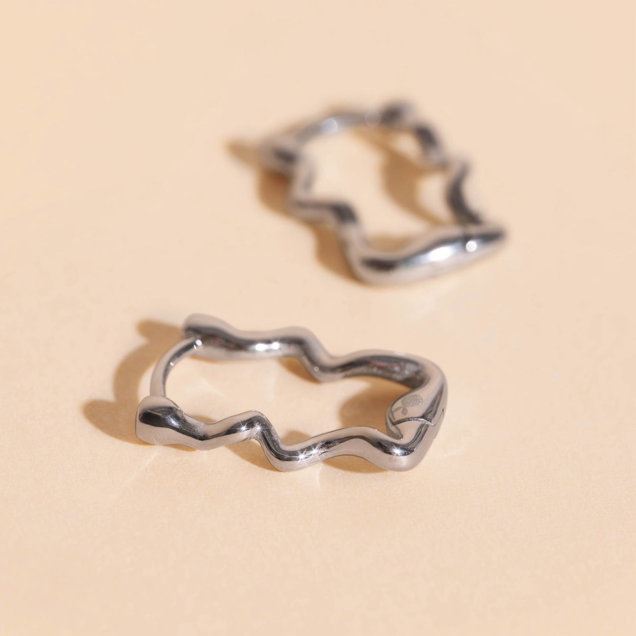 Squiggly Rounded Huggie Hoop Earrings