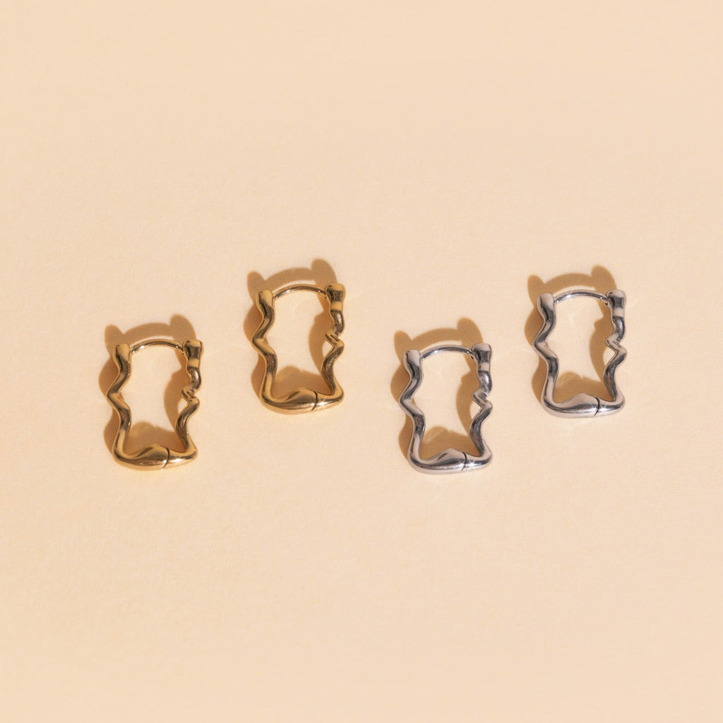 Squiggly Rounded Huggie Hoop Earrings