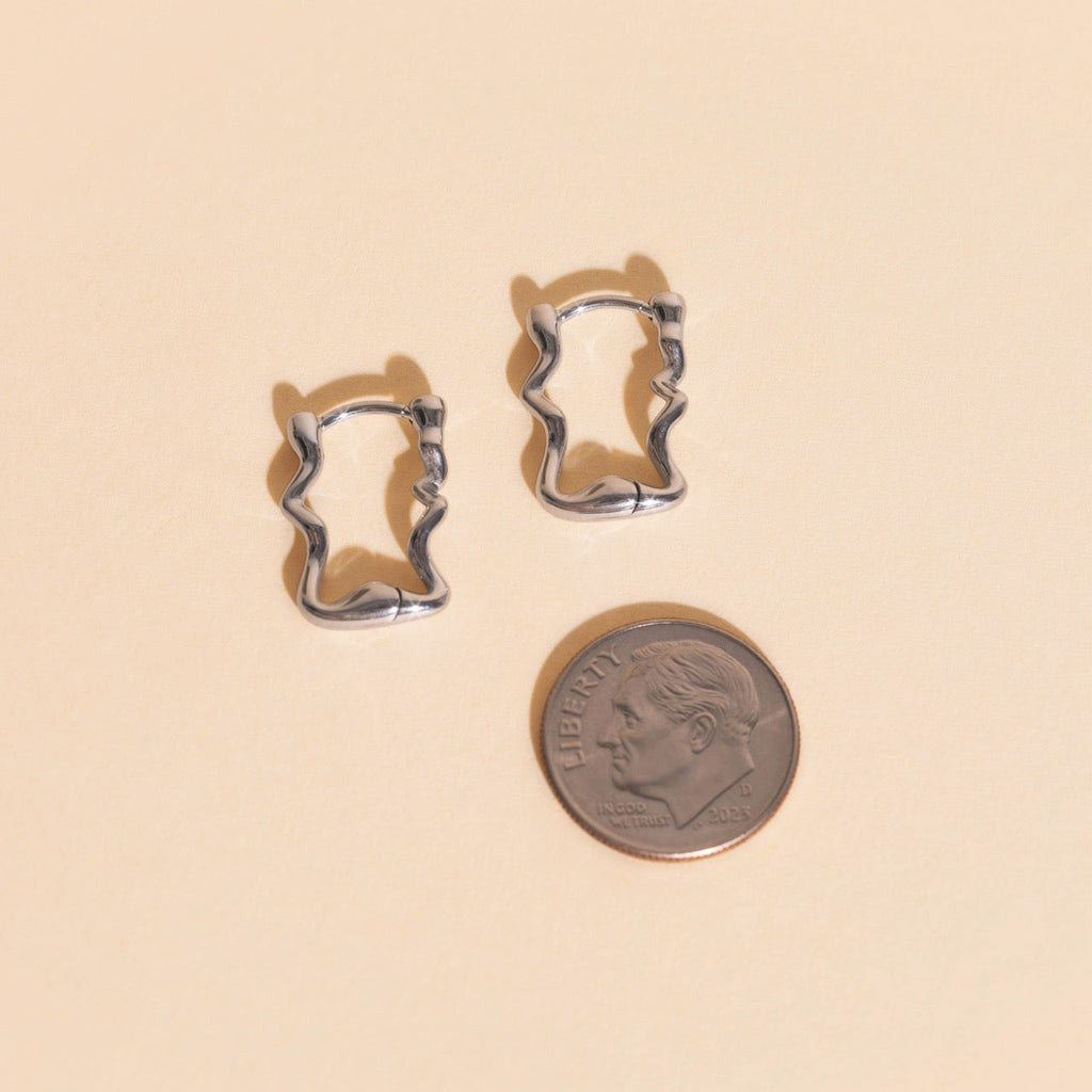 Squiggly Rounded Huggie Hoop Earrings
