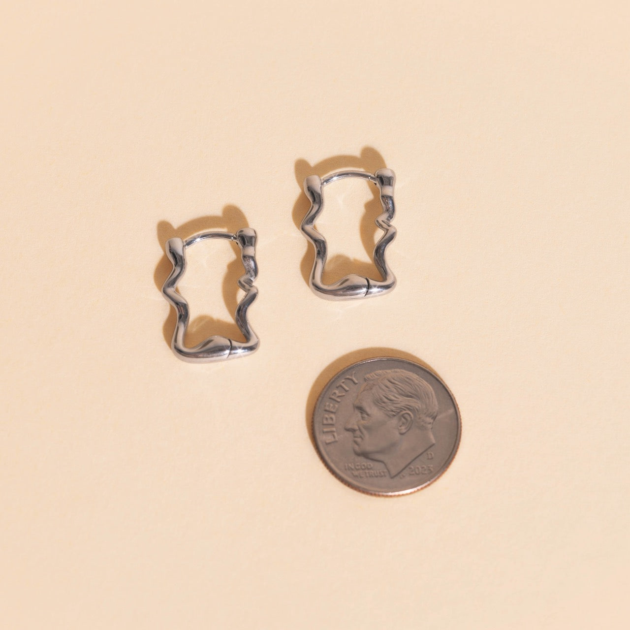 Squiggly Rounded Huggie Hoop Earrings