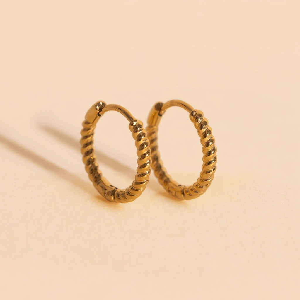 Rope Rounded Huggie Hoop Earrings by Oh Clementine