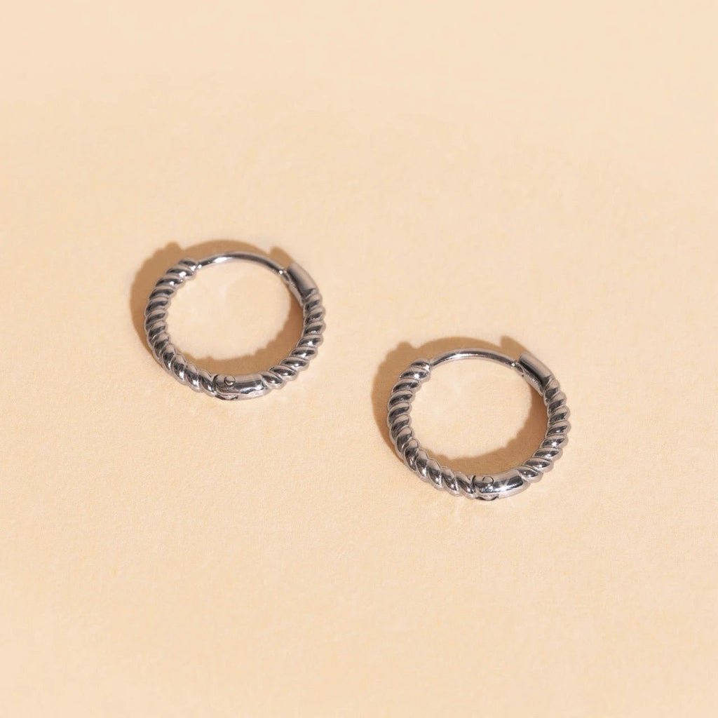 Rope Rounded Huggie Hoop Earrings by Oh Clementine