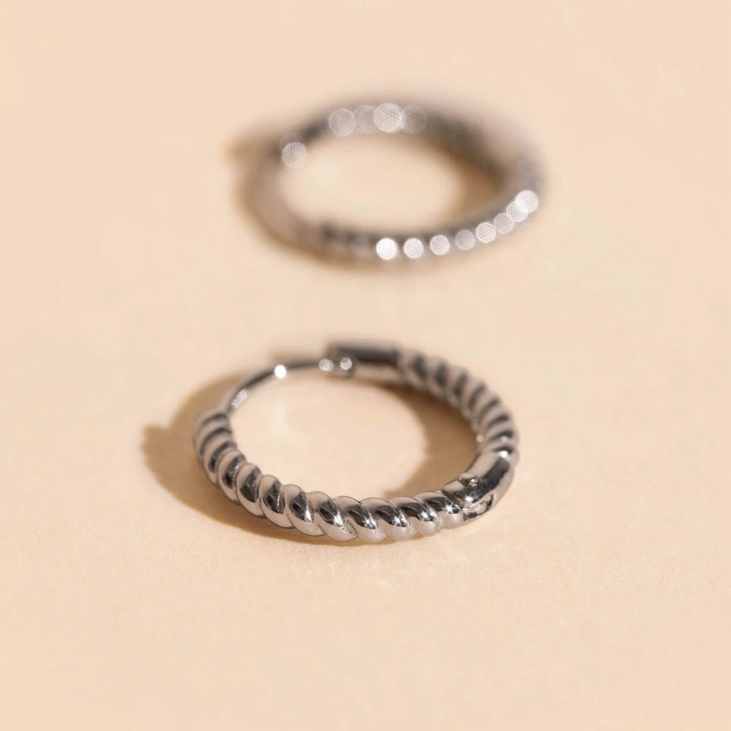 Rope Rounded Huggie Hoop Earrings by Oh Clementine
