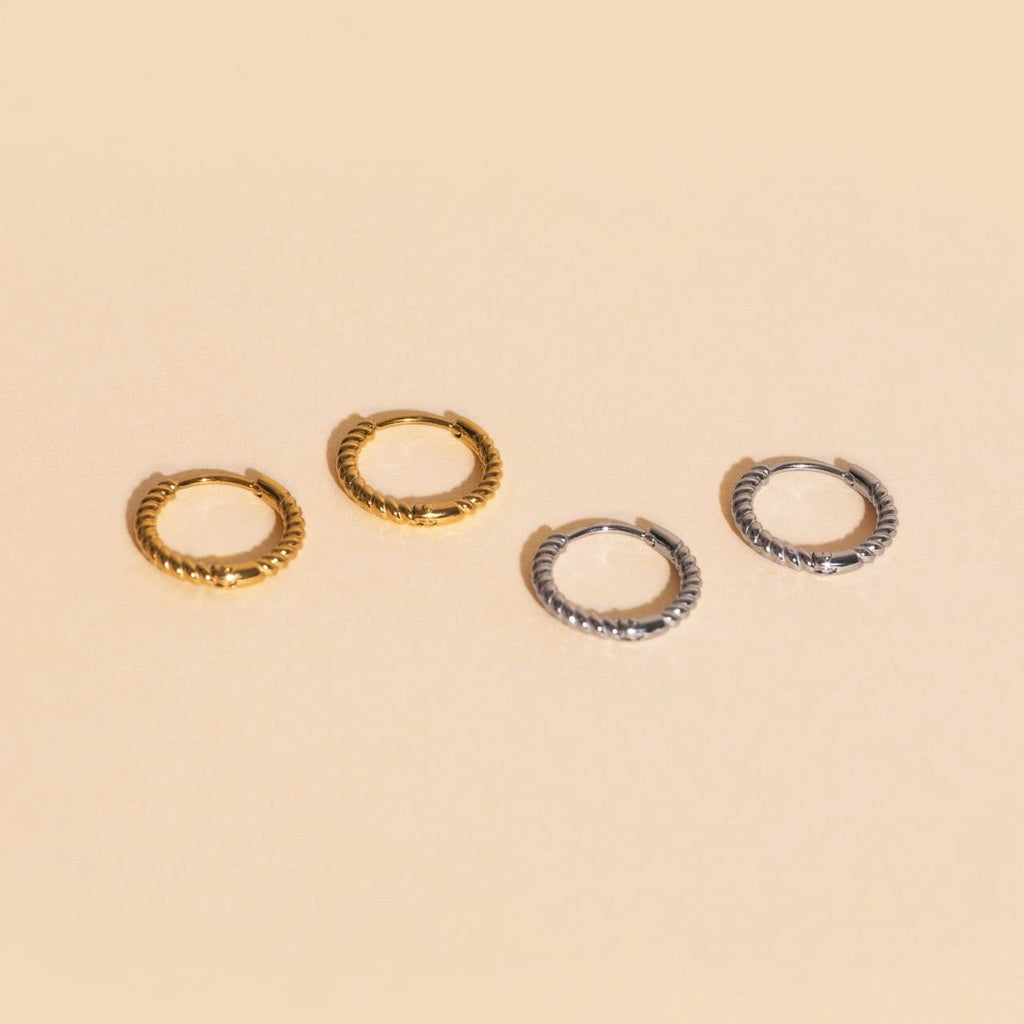 Rope Rounded Huggie Hoop Earrings by Oh Clementine