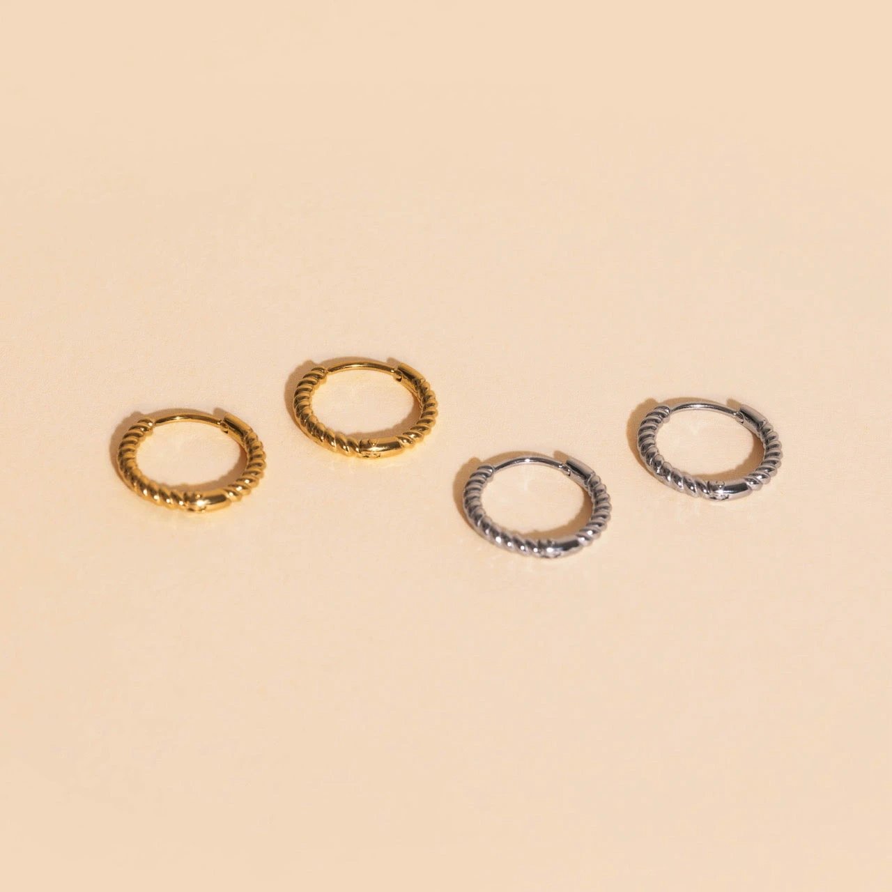 Rope Rounded Huggie Hoop Earrings by Oh Clementine