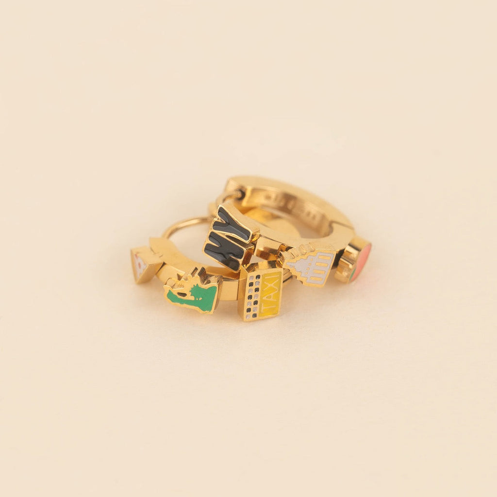 NYC 3D Huggie Hoop Earrings