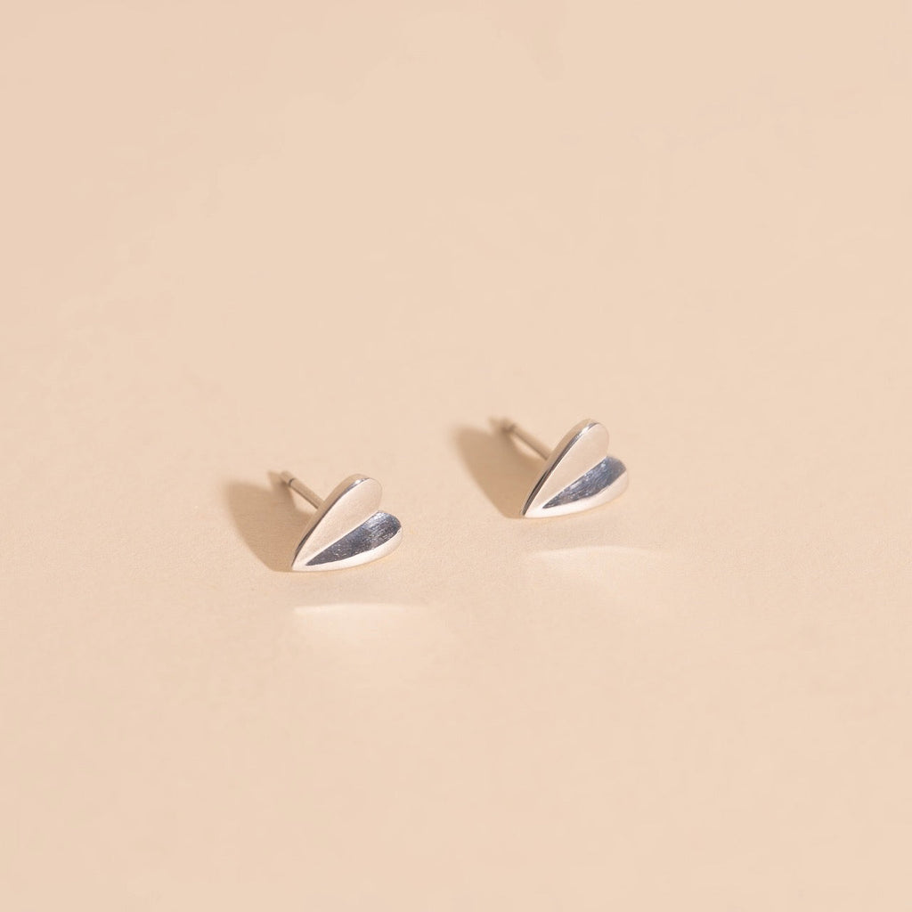 Folded Heart Stud Earrings