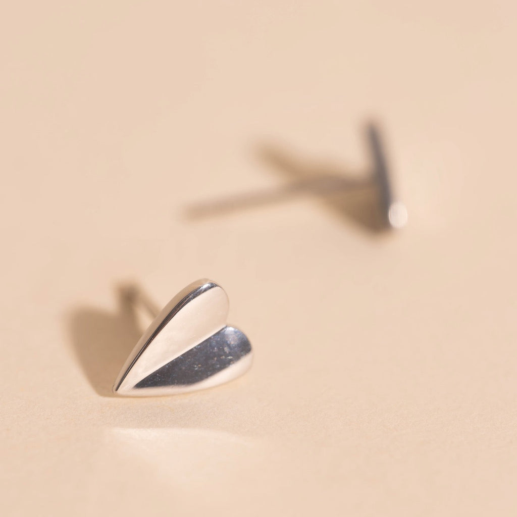 Folded Heart Stud Earrings