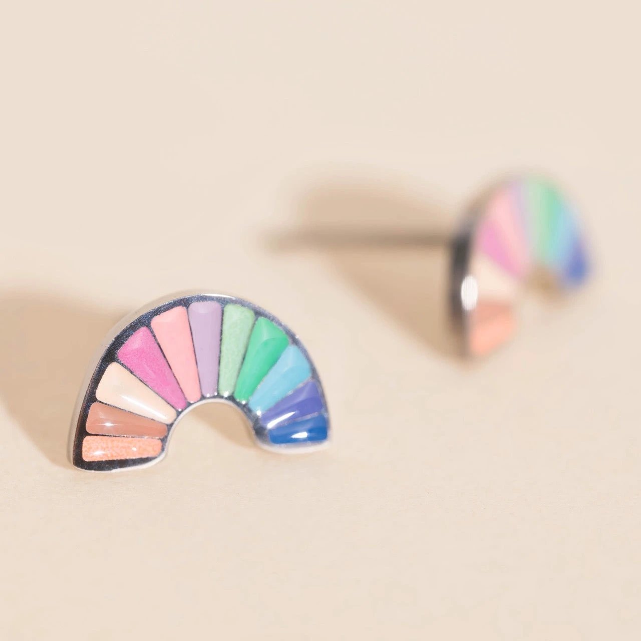 Pastel Rainbow Stud Earrings by Oh Clementine