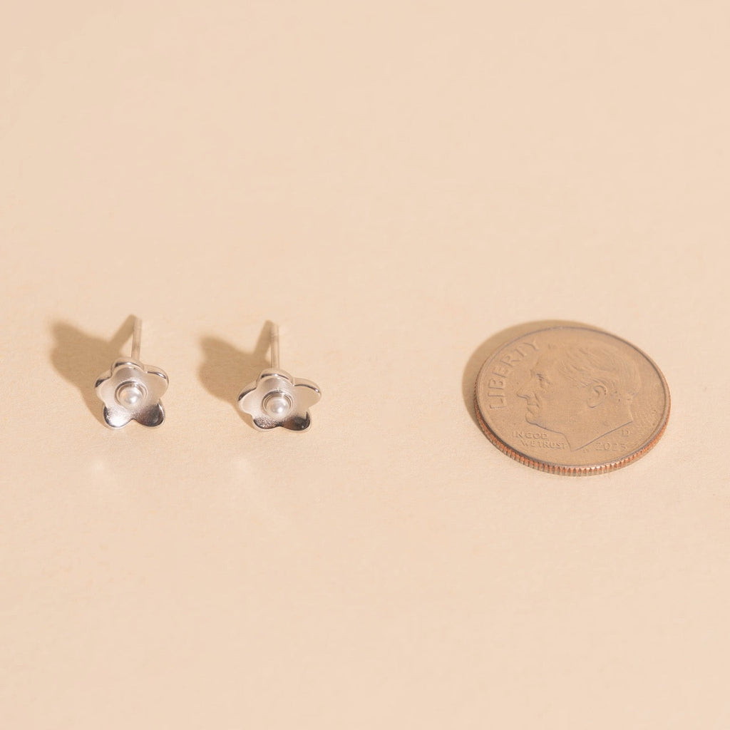 Mini Pearl Flower Stud Earrings
