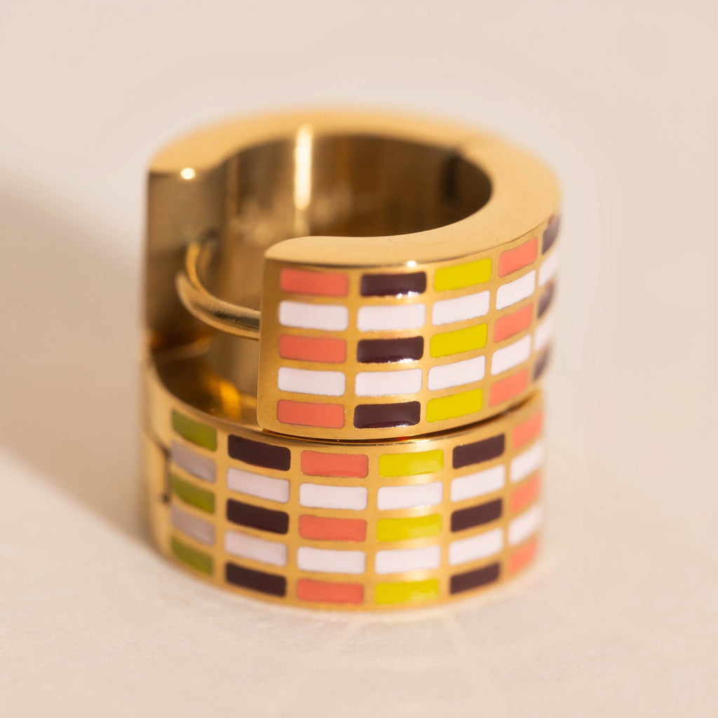 Stitched Super Chunky Huggie Hoop Earrings