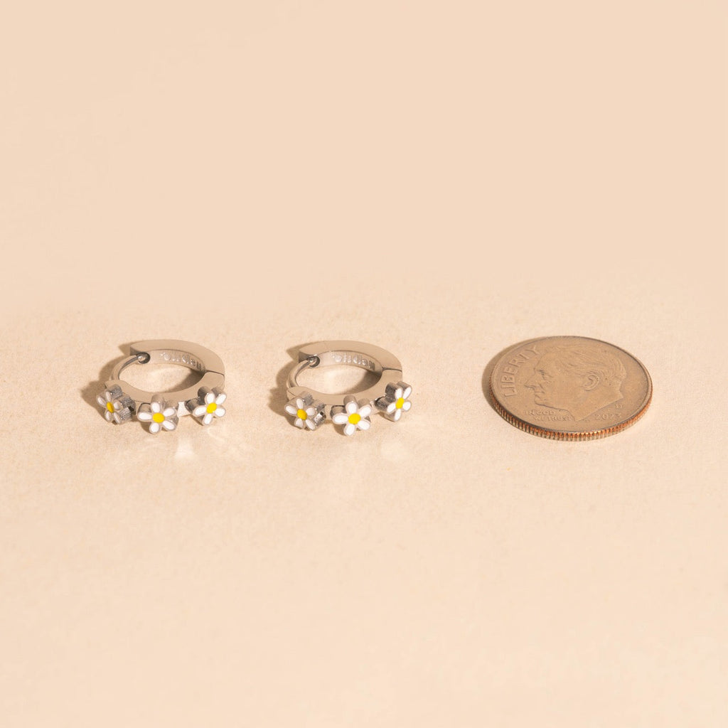 Daisy 3D Huggie Hoop Earrings