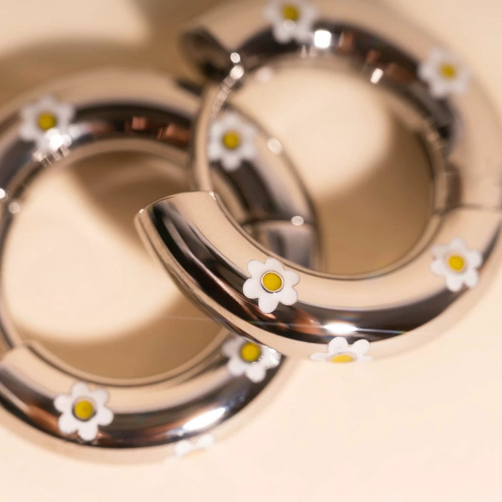 Daisy Chunky Rounded Huggie Hoop Earrings by Oh Clementine