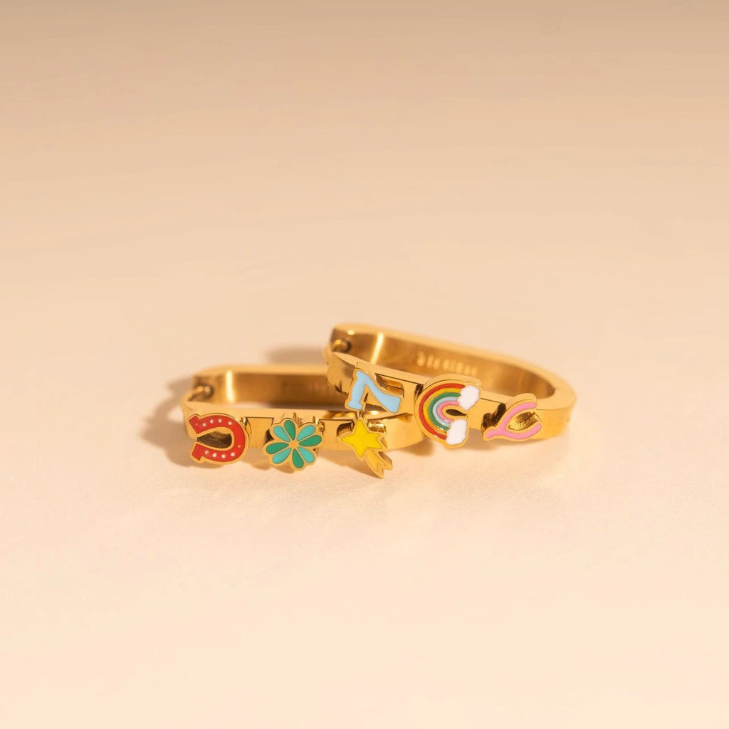Lucky Oblong 3D Huggie Hoop Earrings by Oh Clementine
