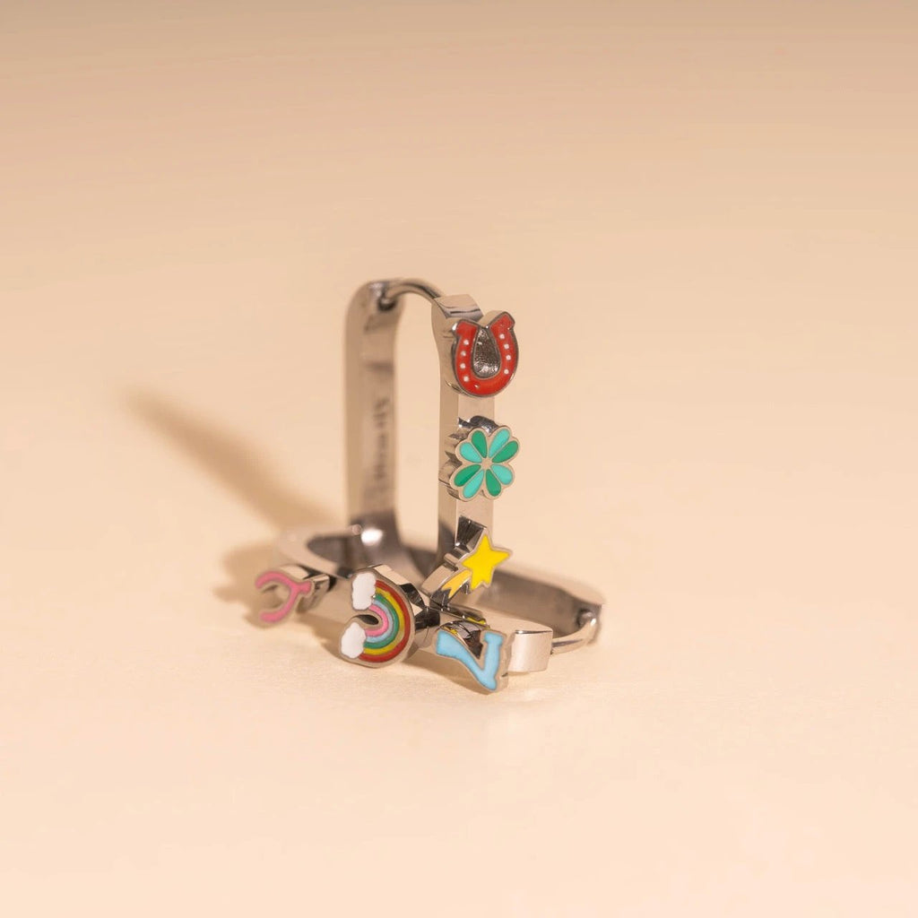 Lucky Oblong 3D Huggie Hoop Earrings by Oh Clementine