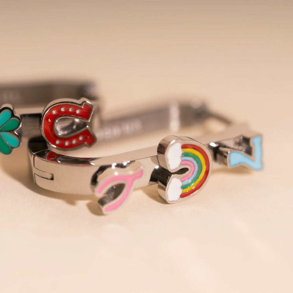 Lucky Oblong 3D Huggie Hoop Earrings by Oh Clementine