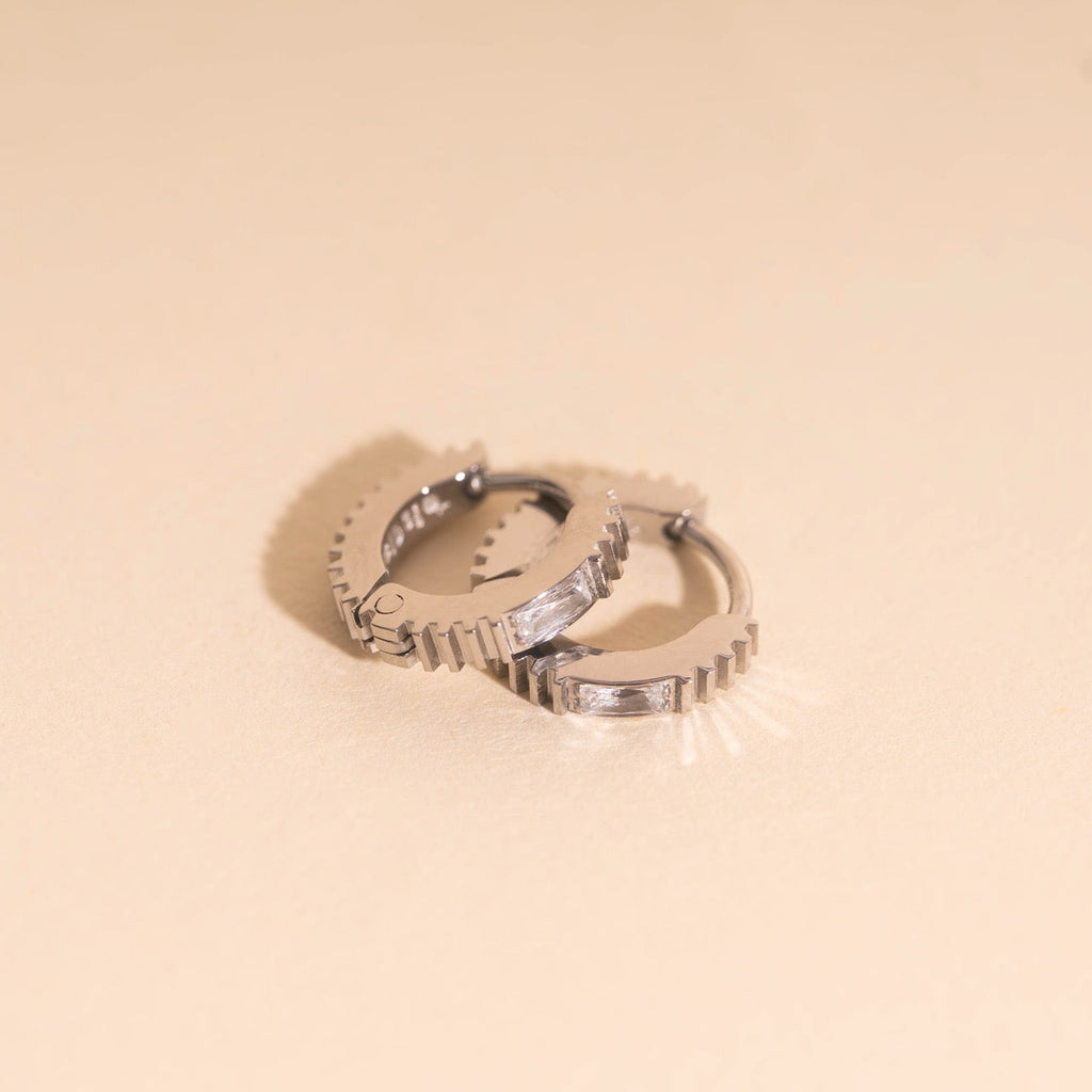 Crystal Textured Tiny Huggie Hoop Earrings