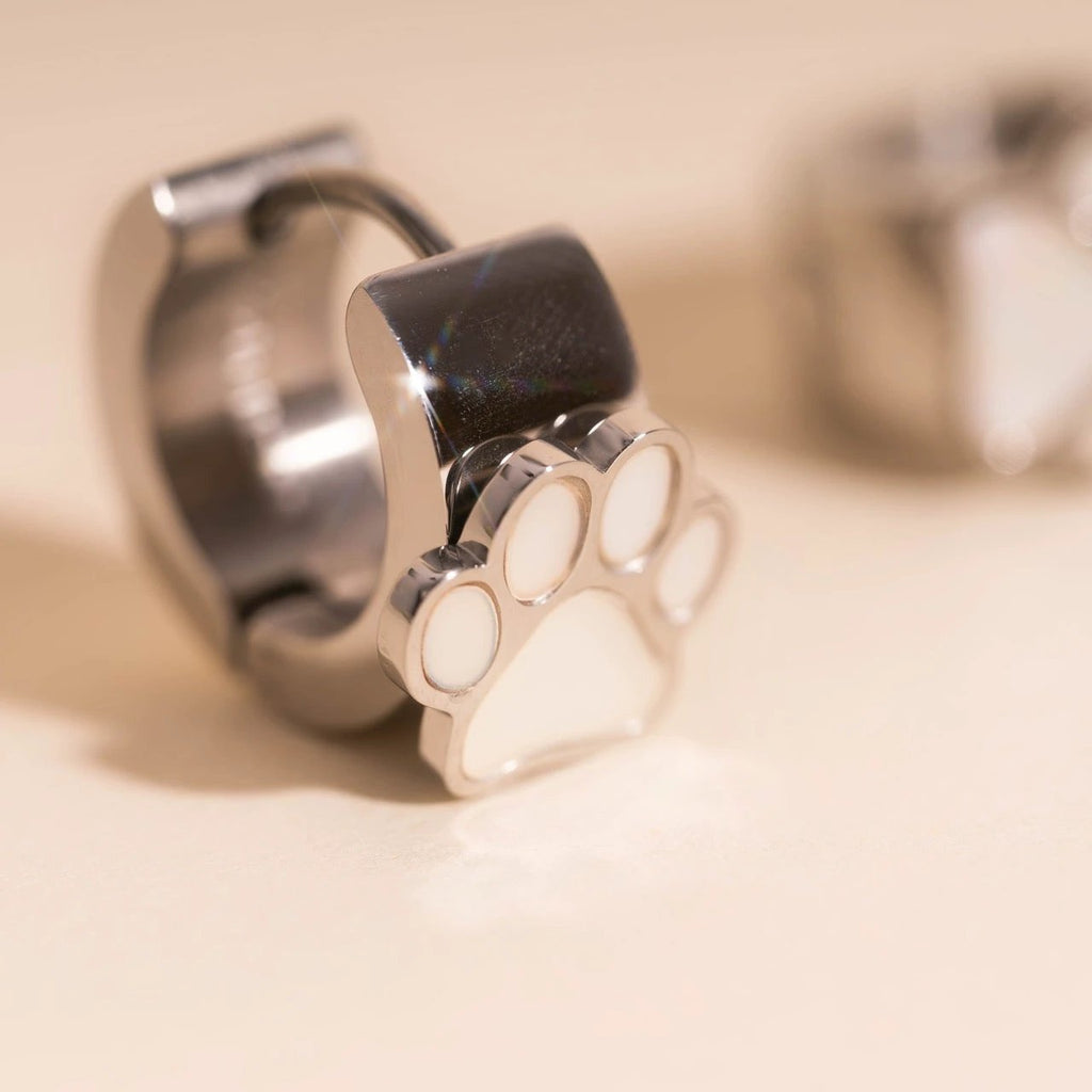 Paw Print Super Chunky 3D Huggie Hoop Earrings by Oh Clementine