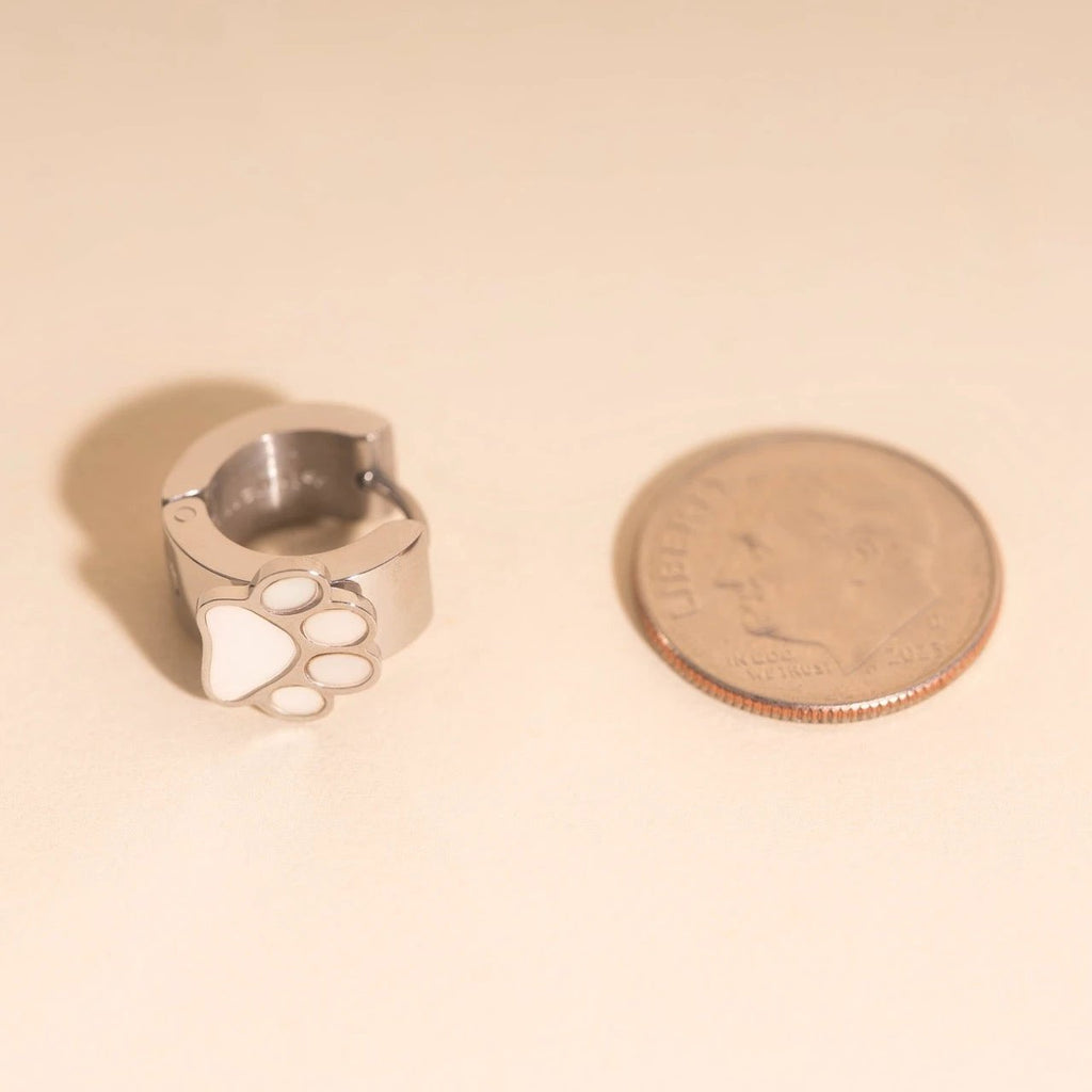 Paw Print Super Chunky 3D Huggie Hoop Earrings by Oh Clementine