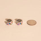 Checkered Super Chunky Huggie Hoop Earrings
